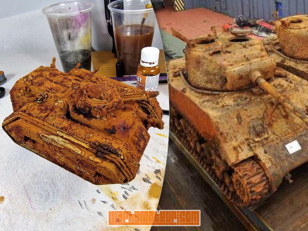 Rusted Chimera compared to a real rusted tank