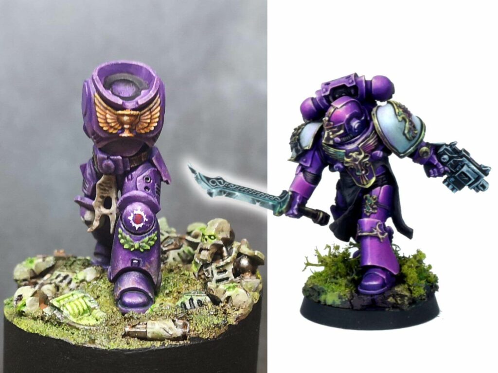 Two purple Space Marines