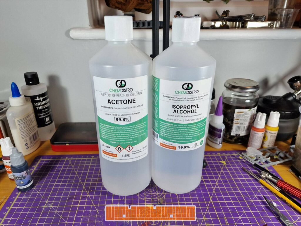 Acetone and isopropyl alcohol